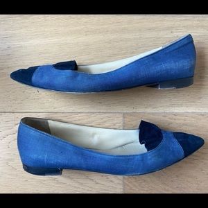 [Sarah Flint] Blue Suede Pointed Toe Flats